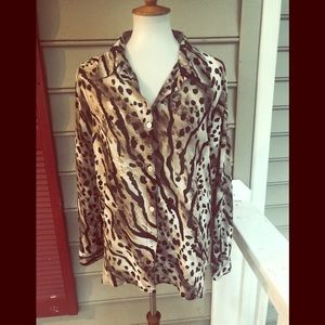 Alfred Dunner Animal Print Blouse 10 FREE SHIP